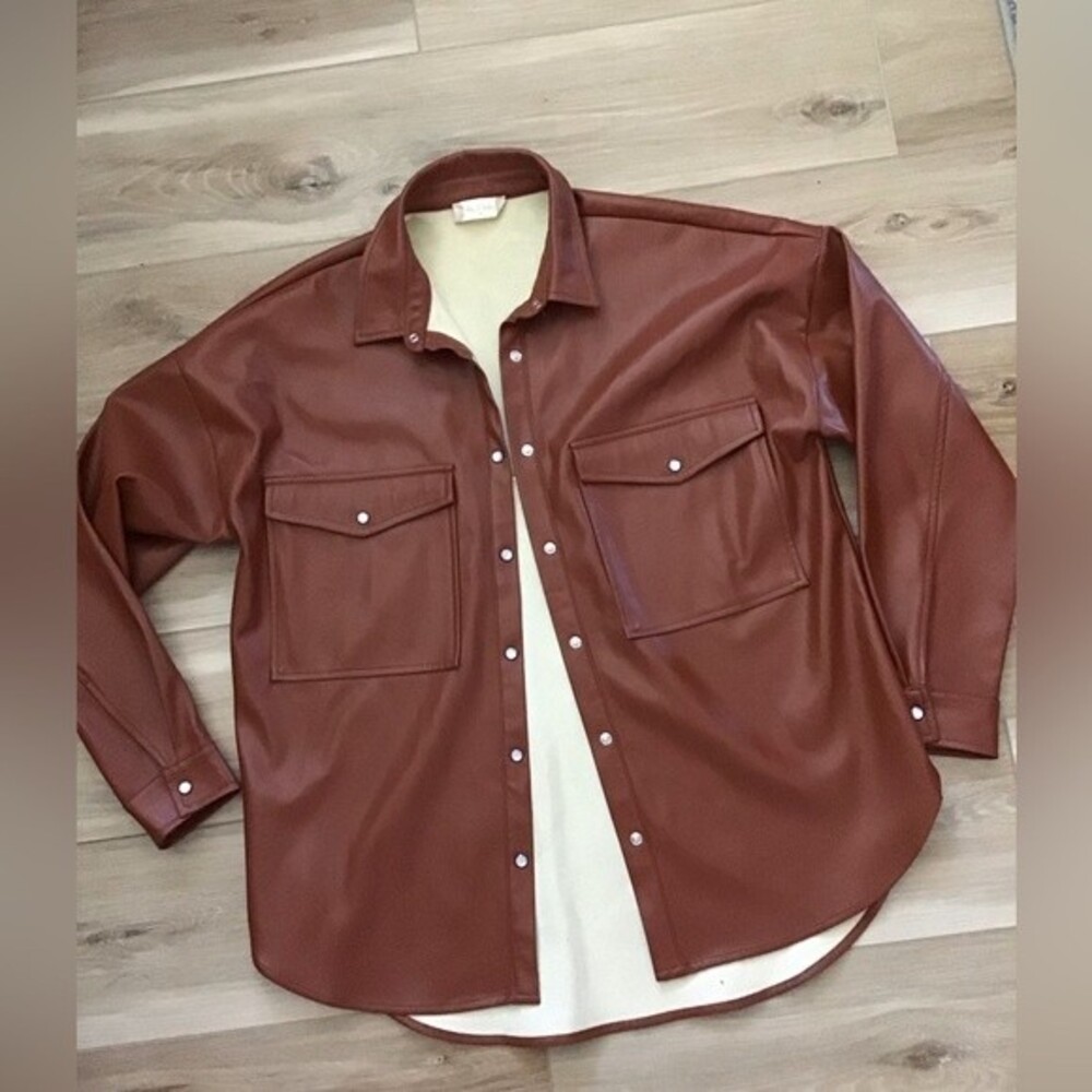 Altar’d State Oversized Faux Leather Shirt Jacket S